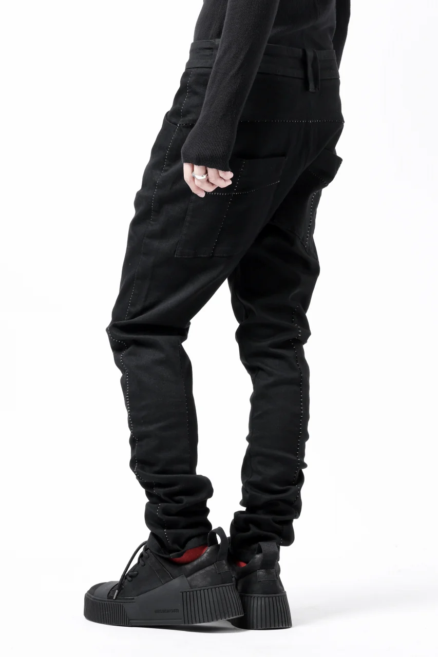 thom/krom SCAR-STITICHING DENIM PANTS / ONEWASH (BLACK) - Image 3