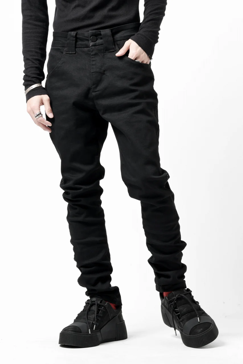 thom/krom SCAR-STITICHING DENIM PANTS / ONEWASH (BLACK) - Image 6