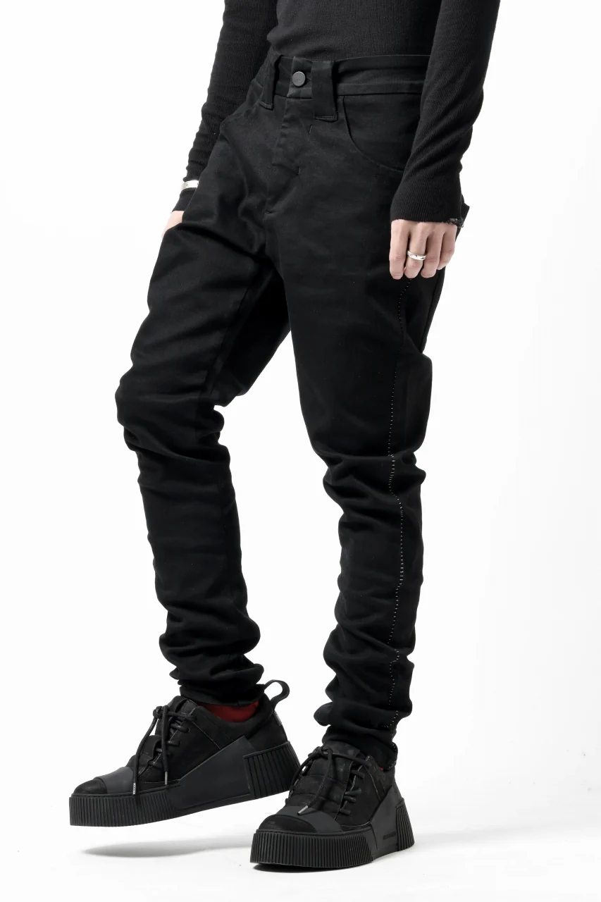 thom/krom SCAR-STITICHING DENIM PANTS / ONEWASH (BLACK) - Image 8
