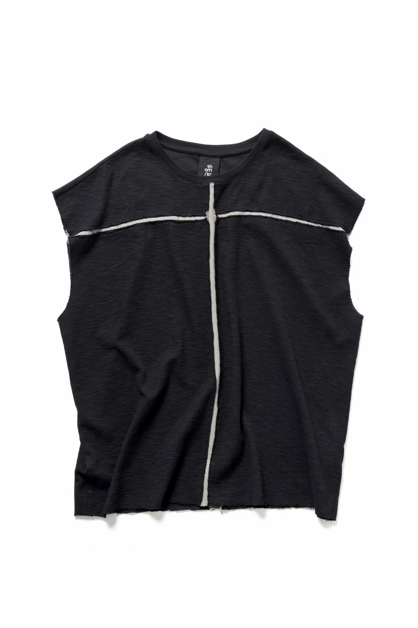 thom/krom SLEEVELESS T SHIRT / FLAME DOUBLE-FACE JERSEY (BLACK)