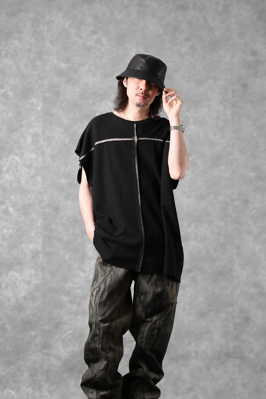 thom/krom SLEEVELESS T SHIRT / FLAME DOUBLE-FACE JERSEY (BLACK) - Image 12