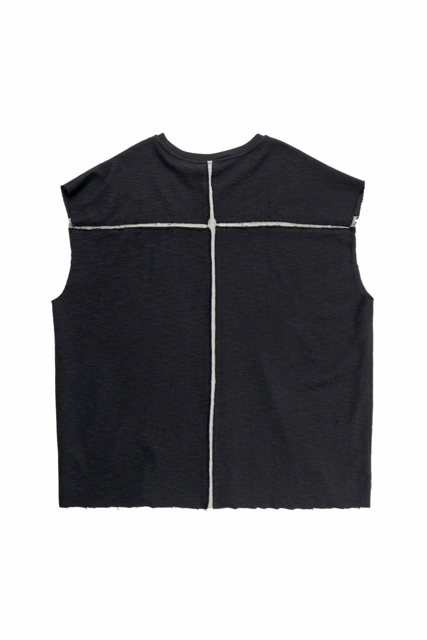 thom/krom SLEEVELESS T SHIRT / FLAME DOUBLE-FACE JERSEY (BLACK) - Image 3
