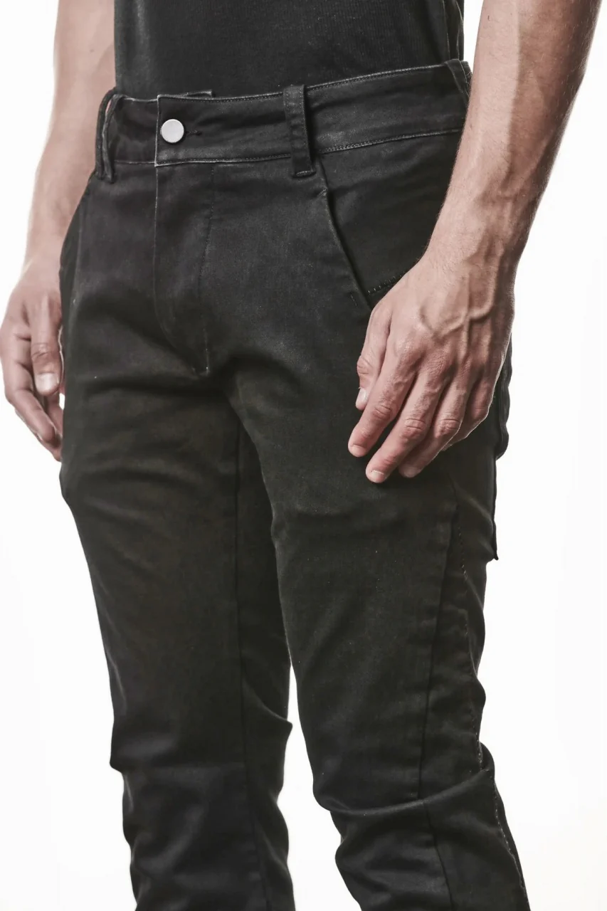 thom/krom SLIM FIT DENIM TROUSERS / SCAR STITCHED (BLACK) - Image 3