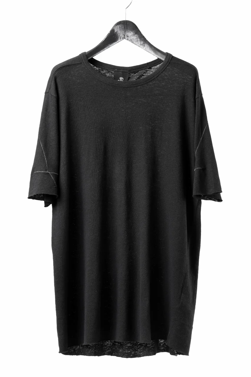thom/krom SLIM FIT SHORT SLEEVE TEE / LINEN COTTON JERSEY (BLACK)