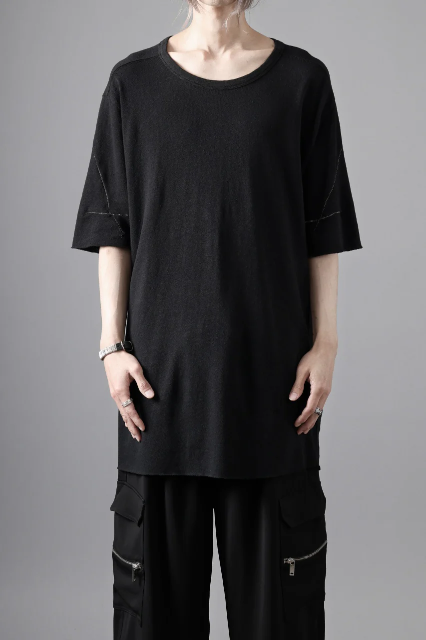 thom/krom SLIM FIT SHORT SLEEVE TEE / LINEN COTTON JERSEY (BLACK) - Image 2