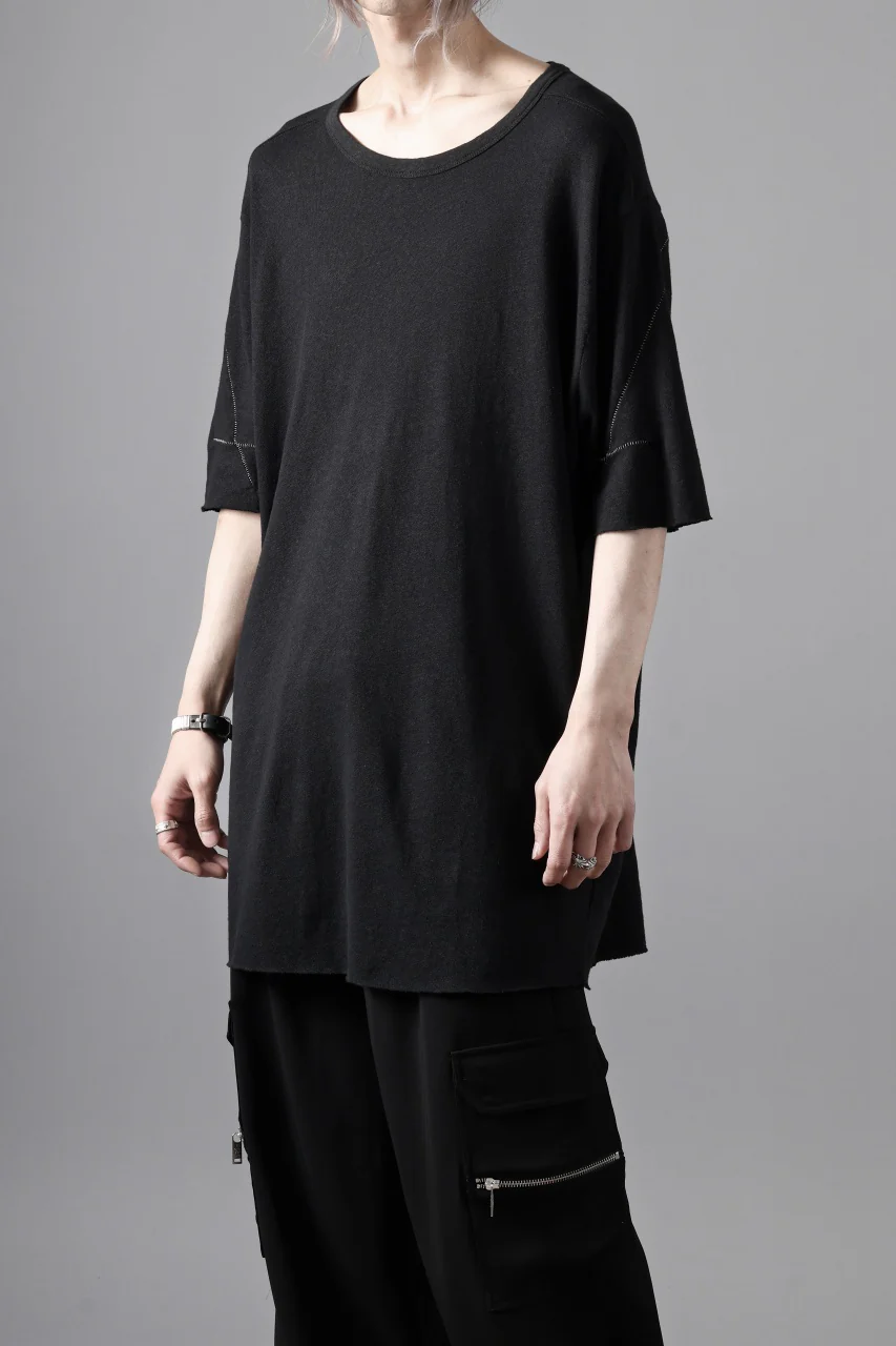 thom/krom SLIM FIT SHORT SLEEVE TEE / LINEN COTTON JERSEY (BLACK) - Image 3