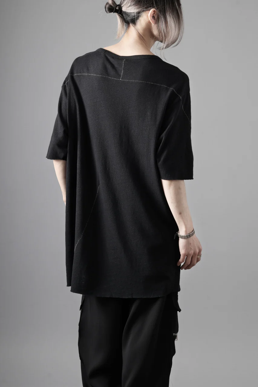 thom/krom SLIM FIT SHORT SLEEVE TEE / LINEN COTTON JERSEY (BLACK) - Image 5