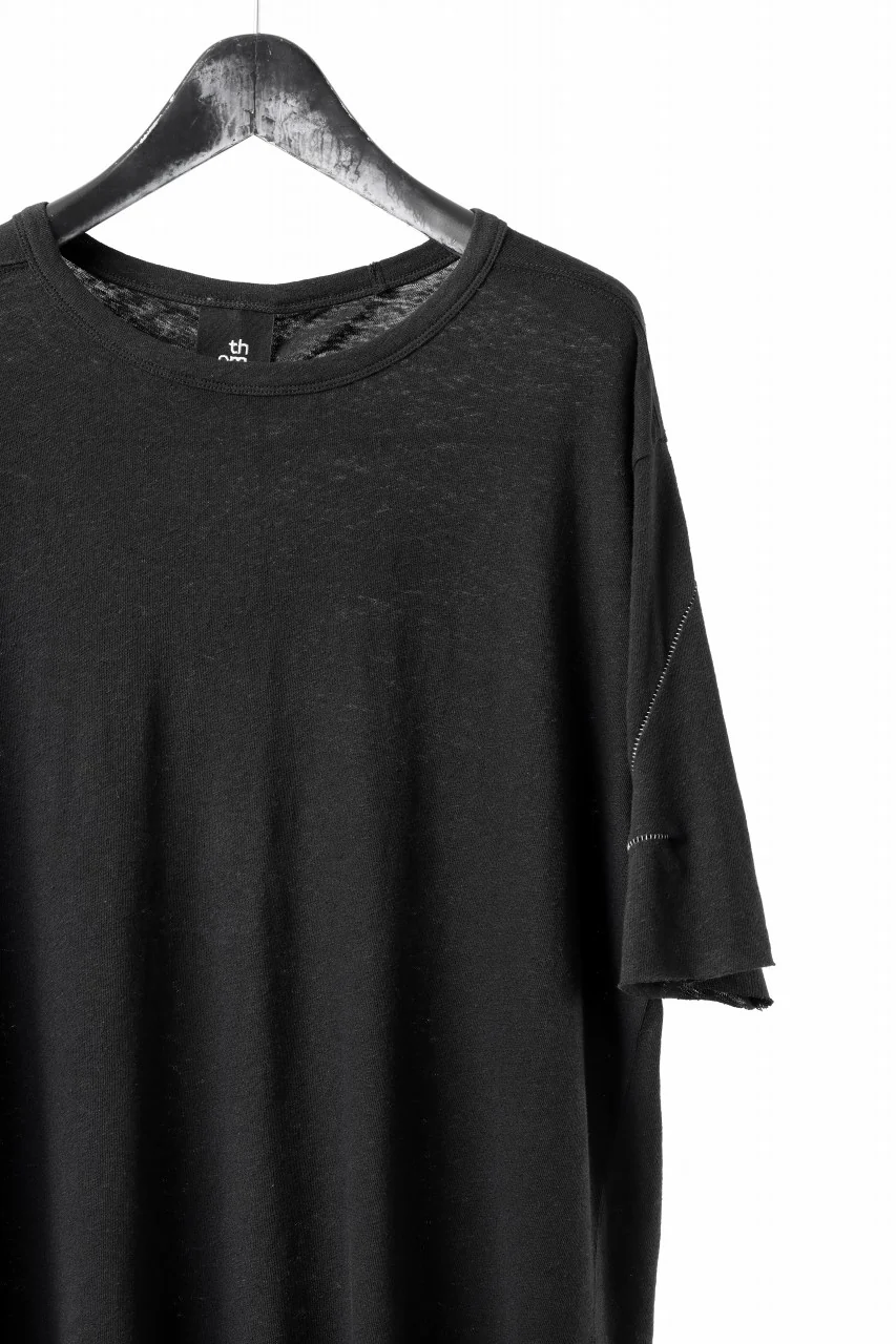thom/krom SLIM FIT SHORT SLEEVE TEE / LINEN COTTON JERSEY (BLACK) - Image 8