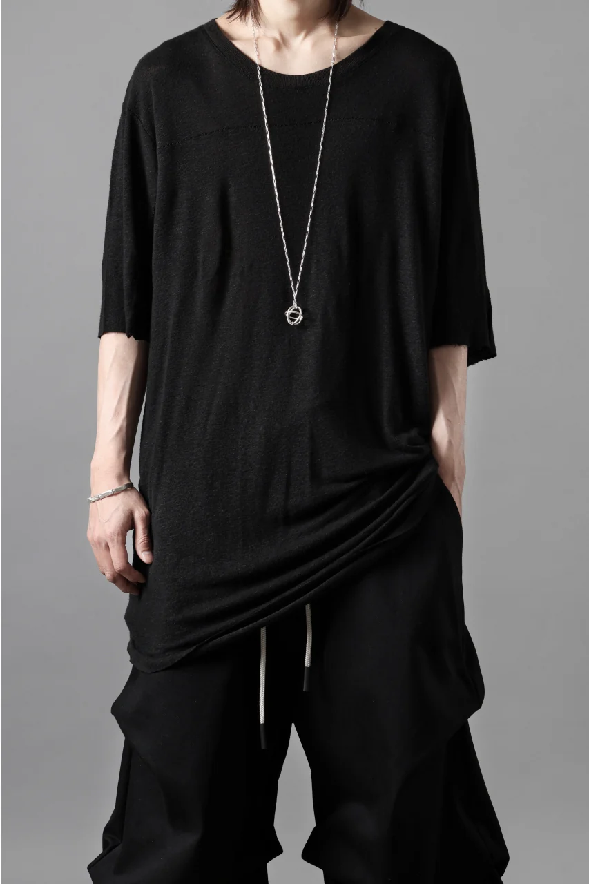 thom/krom SMOOTH FIT T-SHIRT / VISCOSE LINEN JERSEY (BLACK) - Image 21