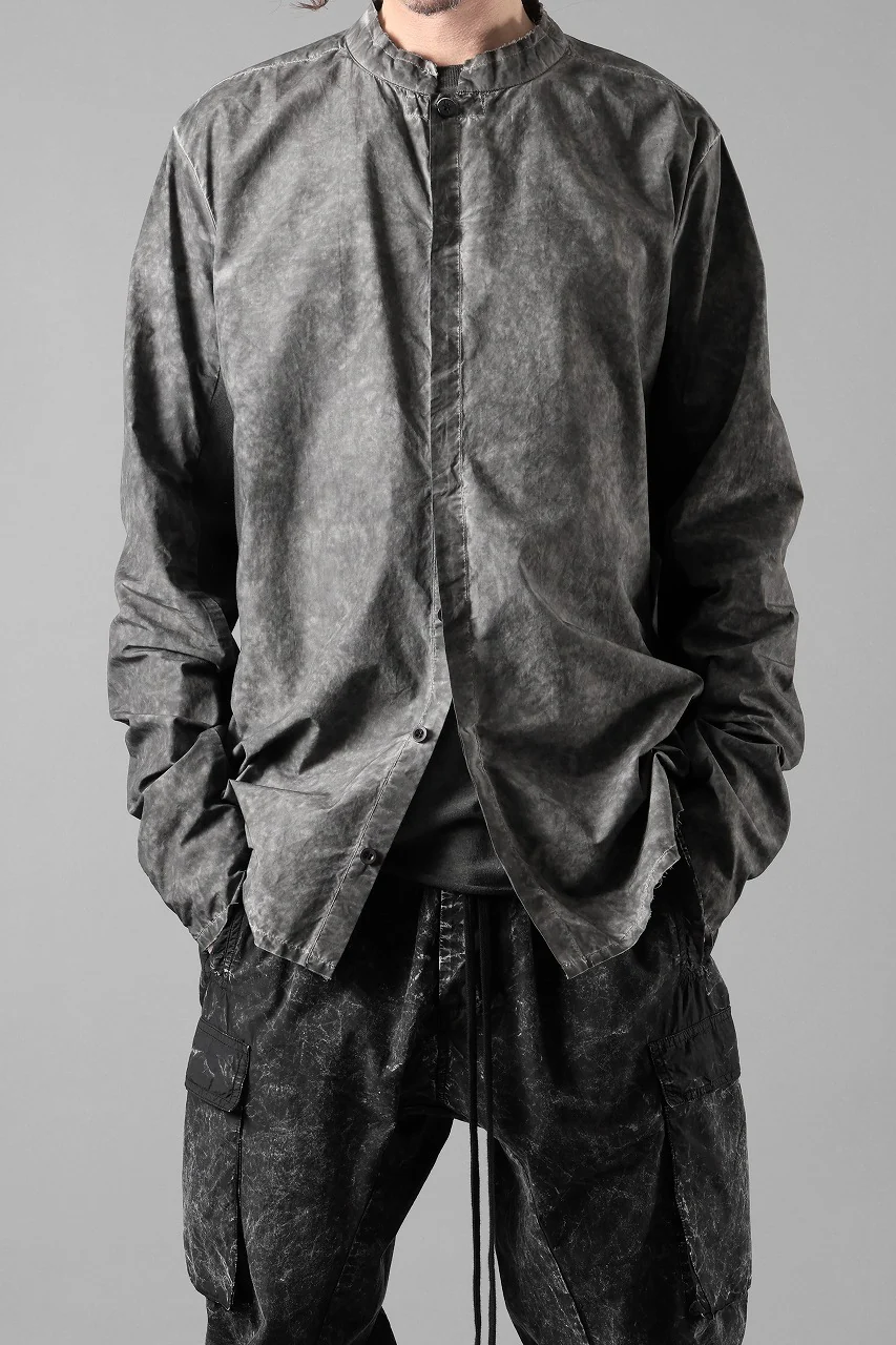 thom/krom STAND COLLAR SHIRT / DYED ORGANIC COTTON (VEGETAL BLACK) - Image 11