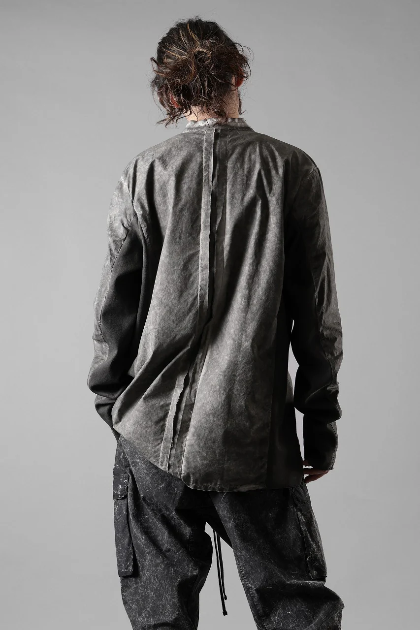 thom/krom STAND COLLAR SHIRT / DYED ORGANIC COTTON (VEGETAL BLACK) - Image 12