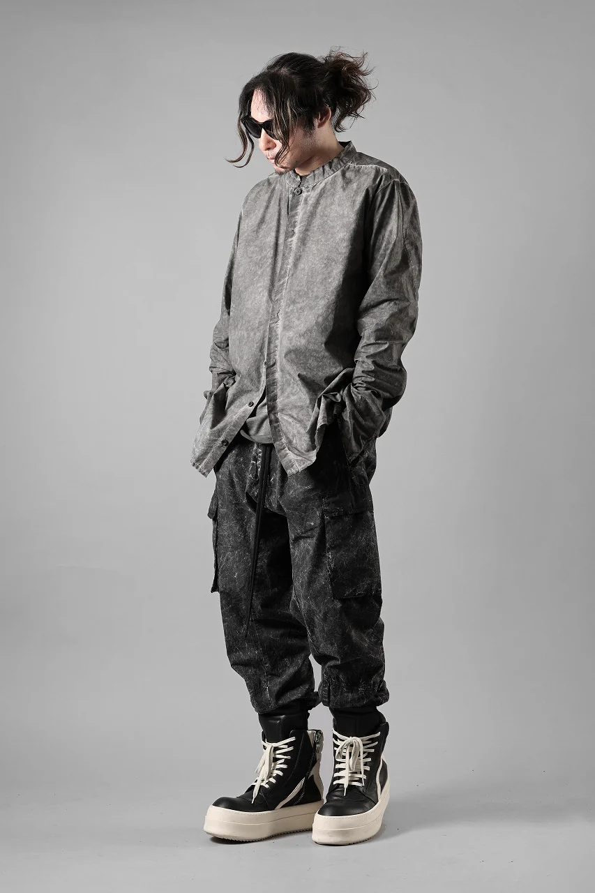 thom/krom STAND COLLAR SHIRT / DYED ORGANIC COTTON (VEGETAL BLACK) - Image 13