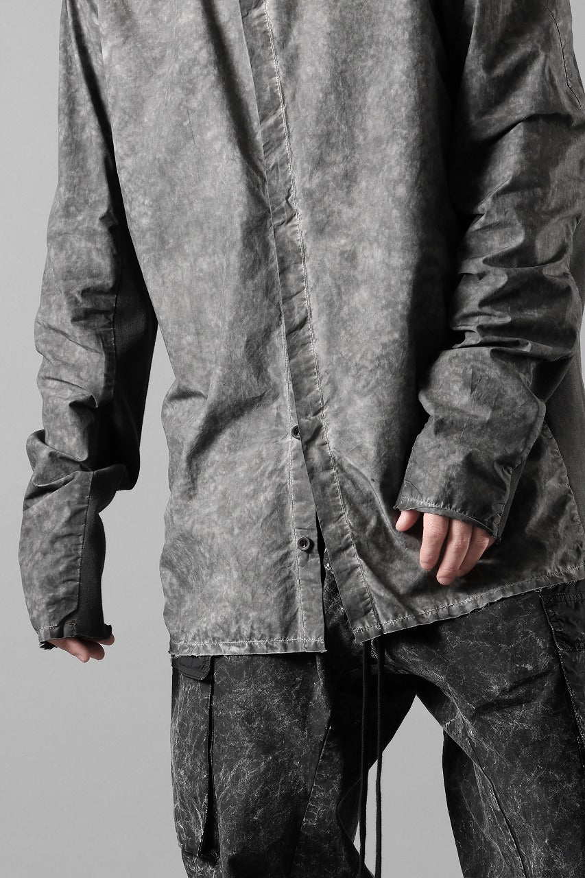 thom/krom STAND COLLAR SHIRT / DYED ORGANIC COTTON (VEGETAL BLACK) - Image 6