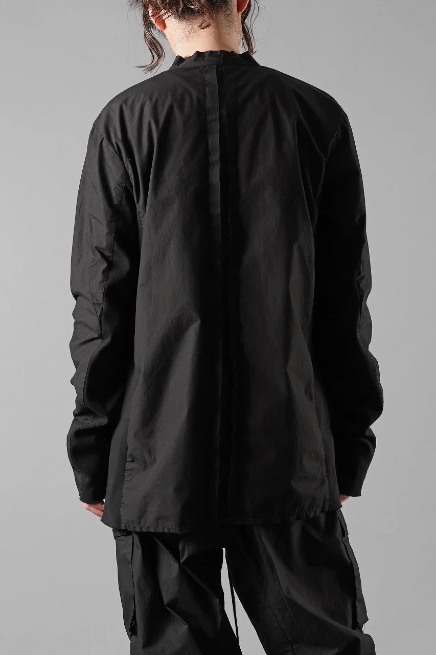 thom/krom STAND COLLAR SHIRT / ORGANIC COTTON (BLACK) - Image 11