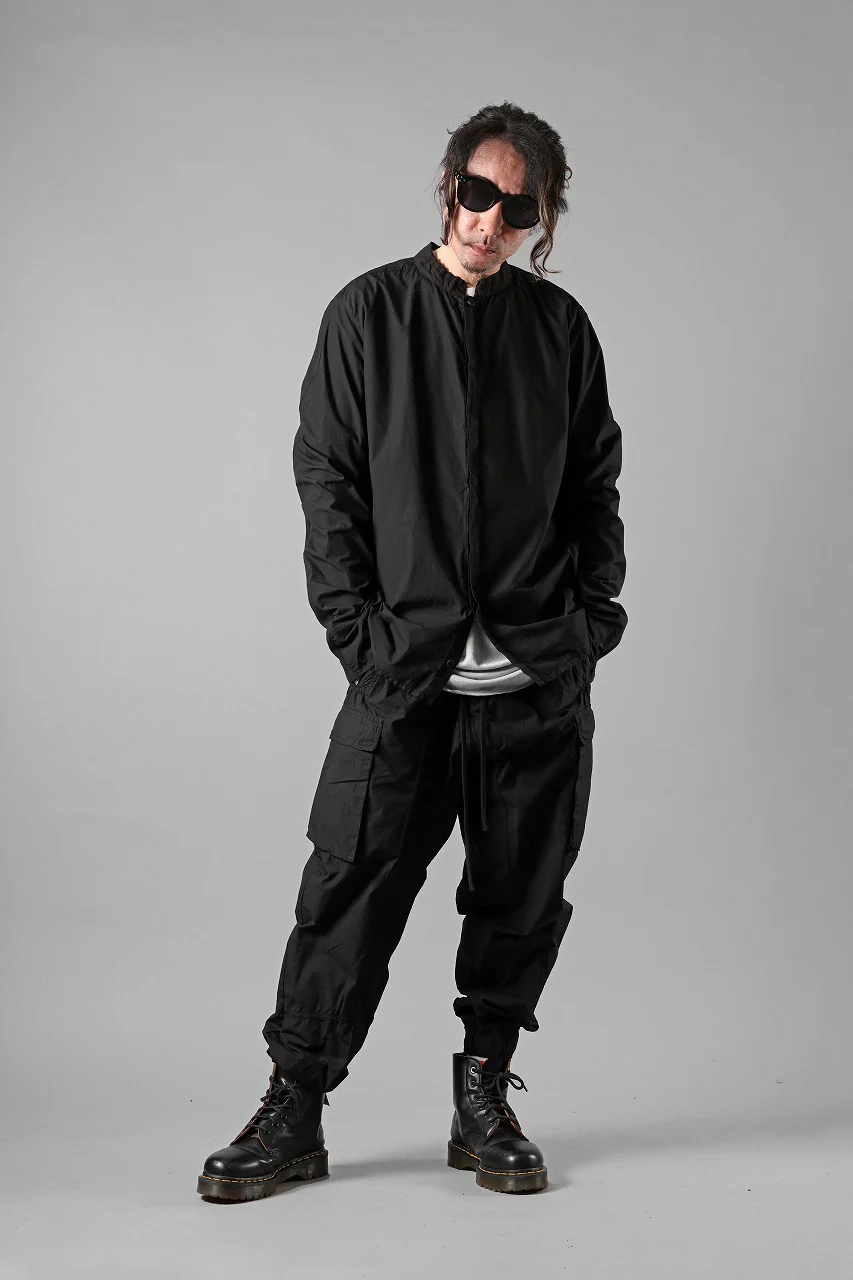 thom/krom STAND COLLAR SHIRT / ORGANIC COTTON (BLACK) - Image 12