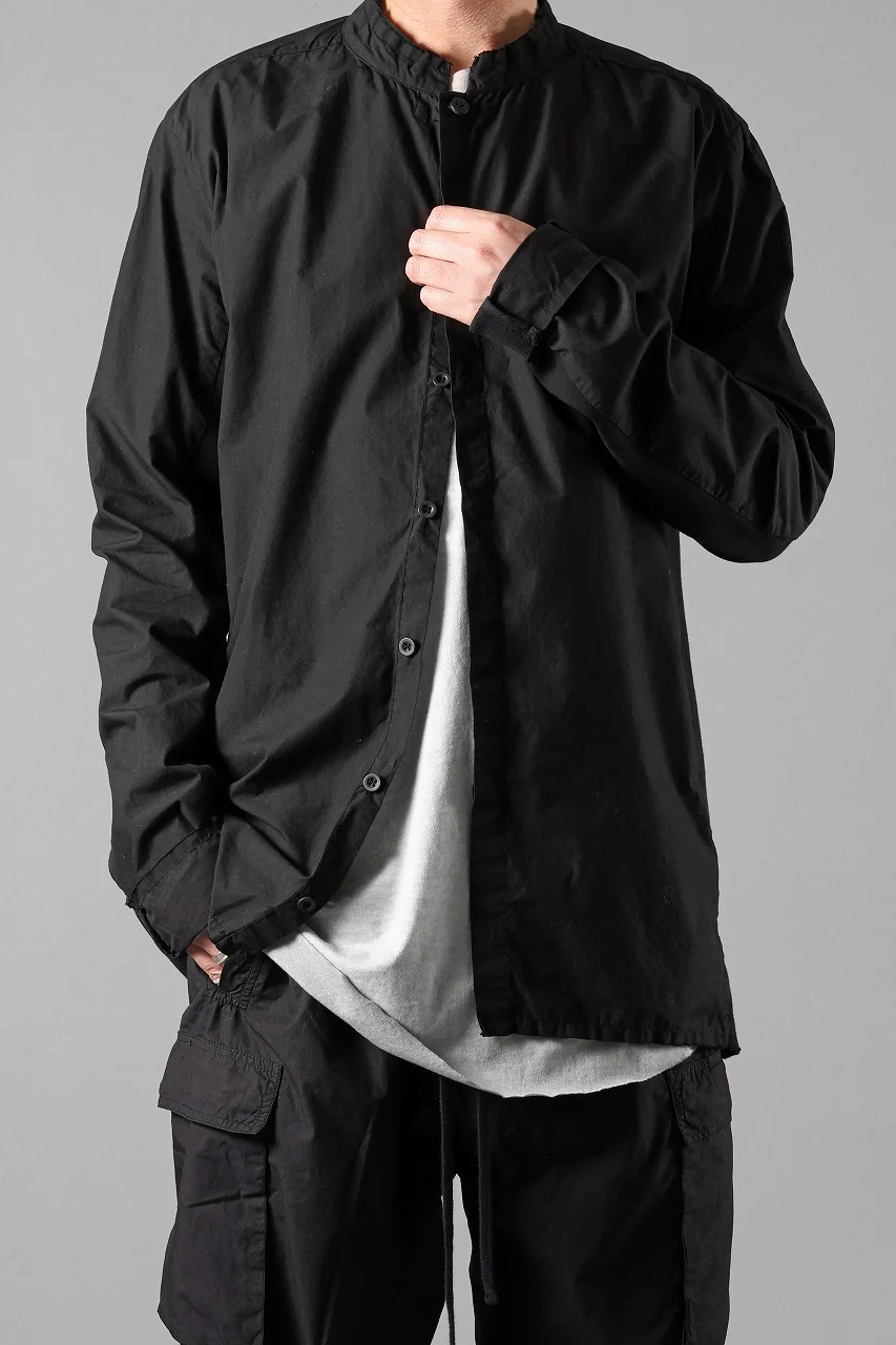 thom/krom STAND COLLAR SHIRT / ORGANIC COTTON (BLACK) - Image 13