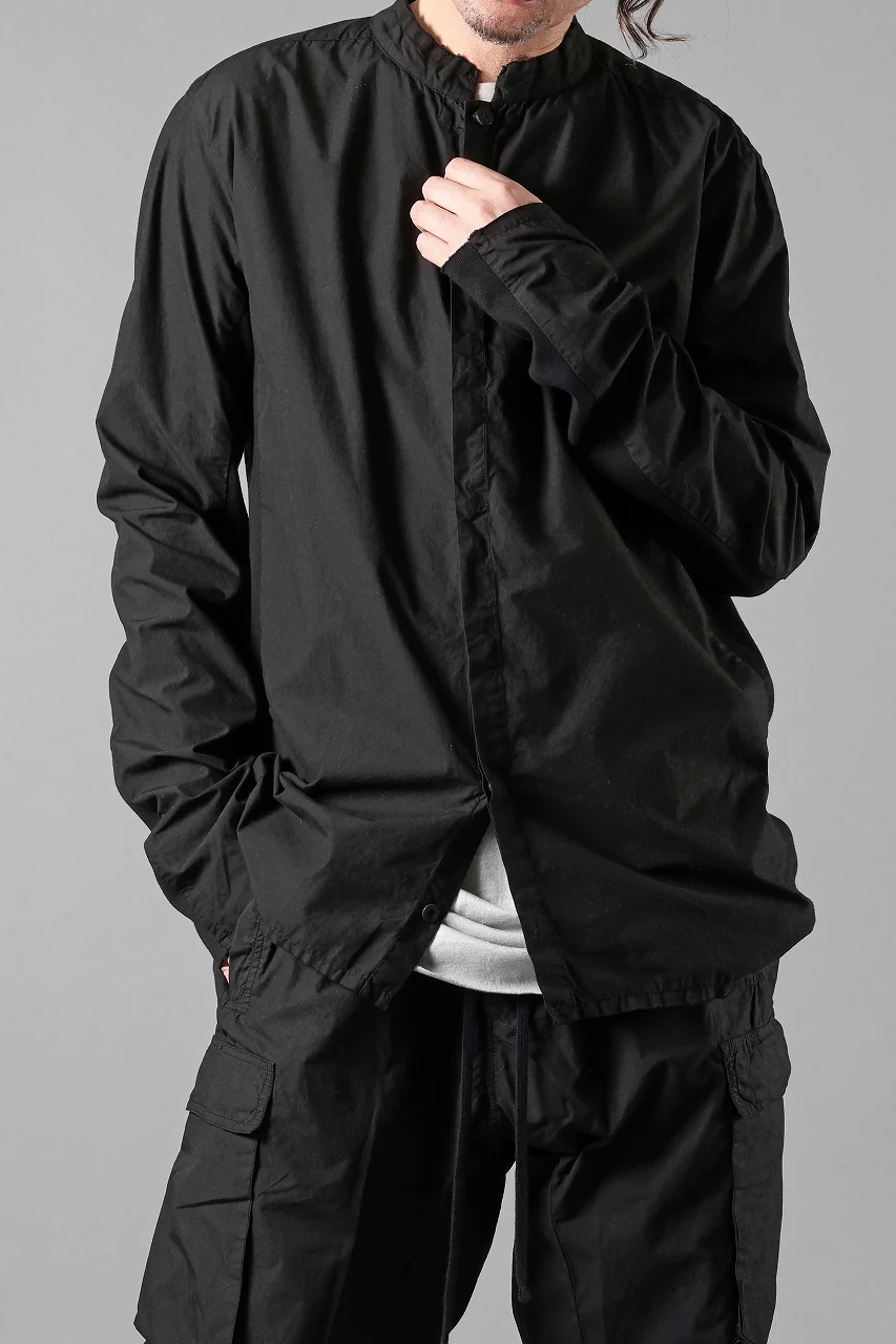 thom/krom STAND COLLAR SHIRT / ORGANIC COTTON (BLACK) - Image 3