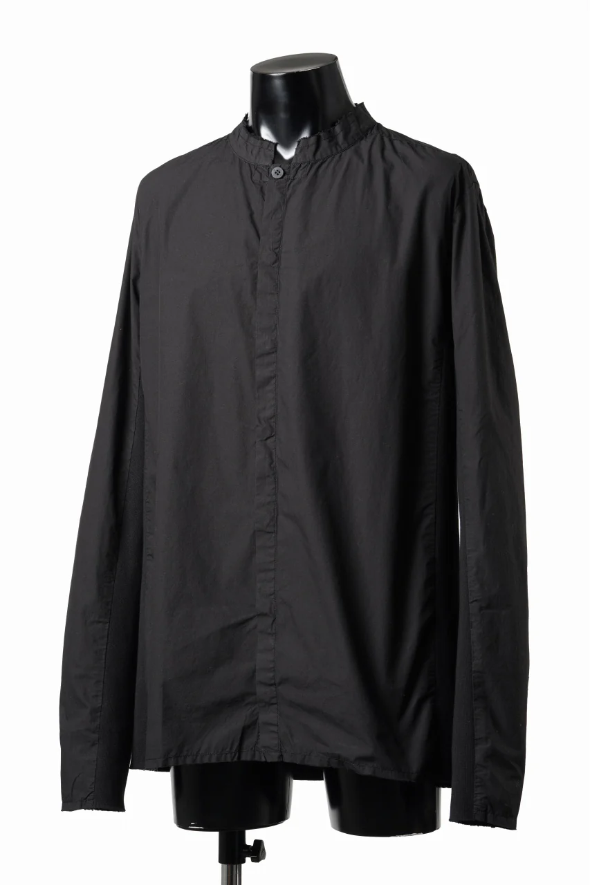 thom/krom STAND COLLAR SHIRT / ORGANIC COTTON (BLACK) - Image 4