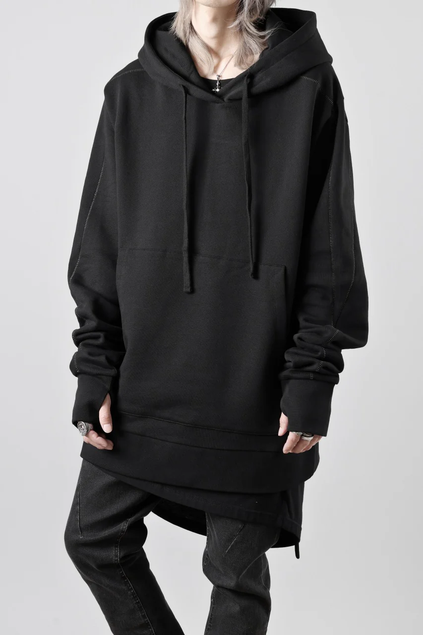 thom/krom SWEAT HOODIE PARKA / ORGANIC FRENCH TERRY (BLACK) - Image 7