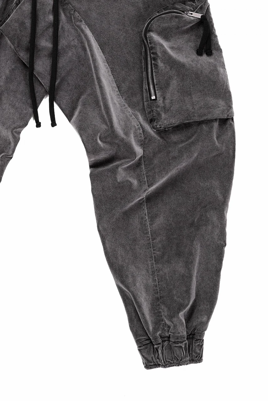 thom/krom ZIP CARGO JOGGER TROUSERS / DYED SOFT ELASTIC VELVET (USED GREY) - Image 5