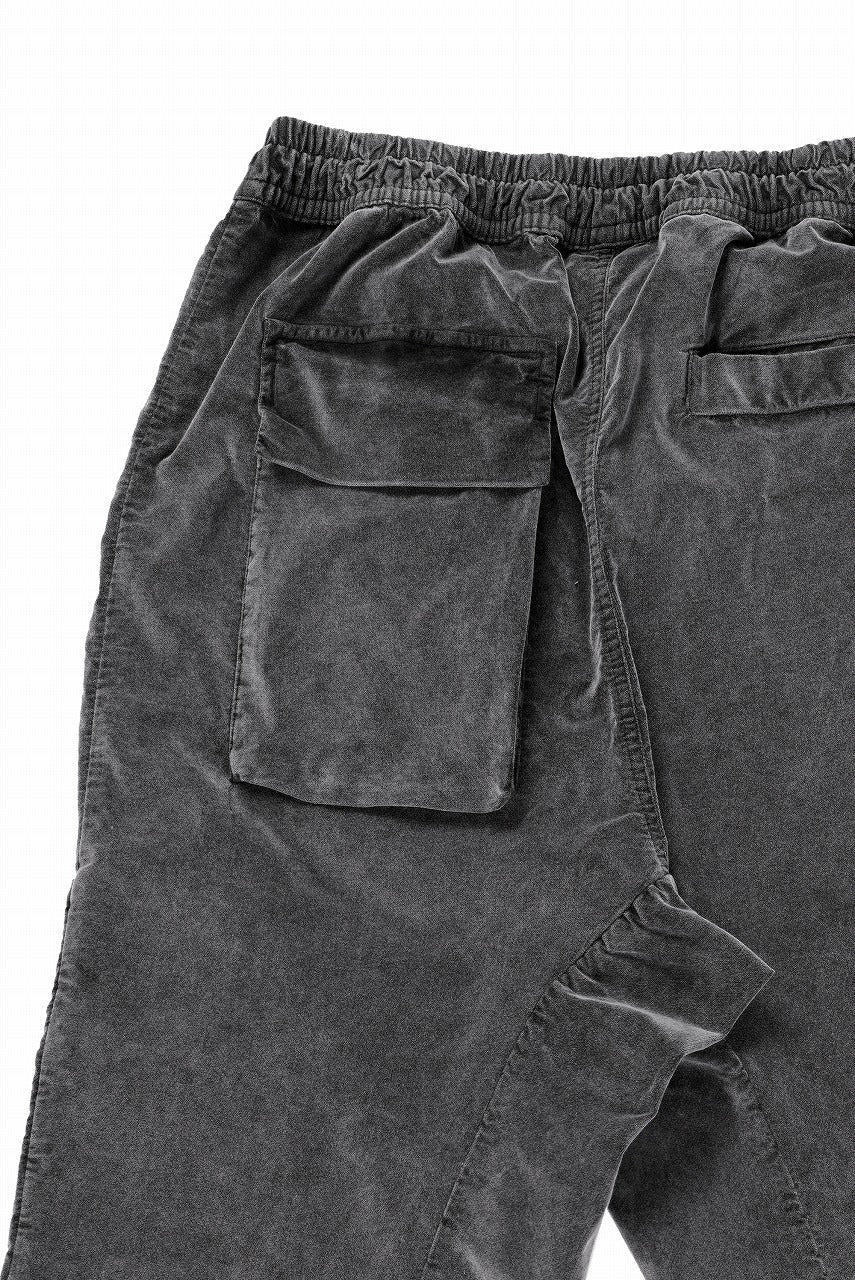 thom/krom ZIP CARGO JOGGER TROUSERS / DYED SOFT ELASTIC VELVET (USED GREY) - Image 8