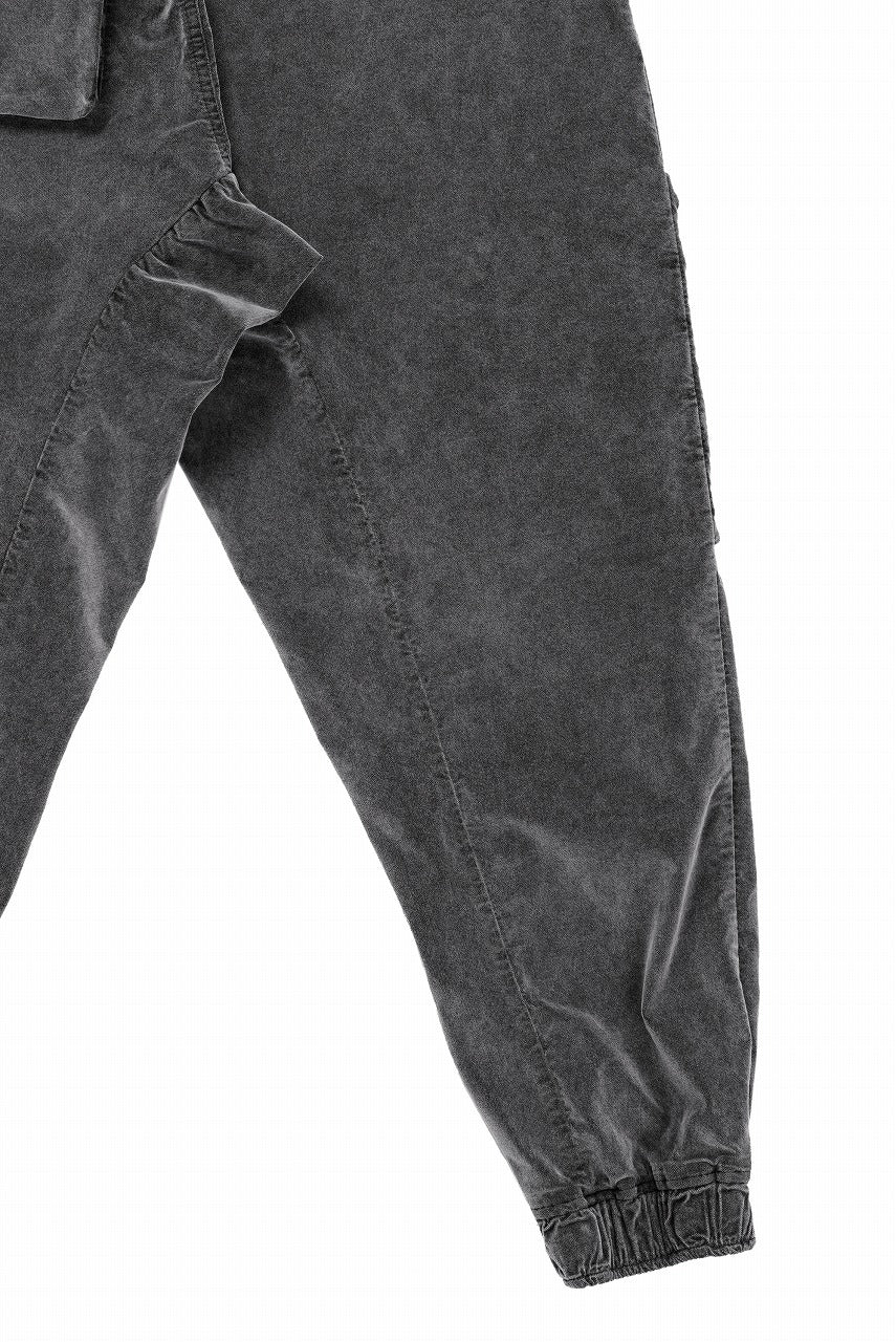 thom/krom ZIP CARGO JOGGER TROUSERS / DYED SOFT ELASTIC VELVET (USED GREY) - Image 9