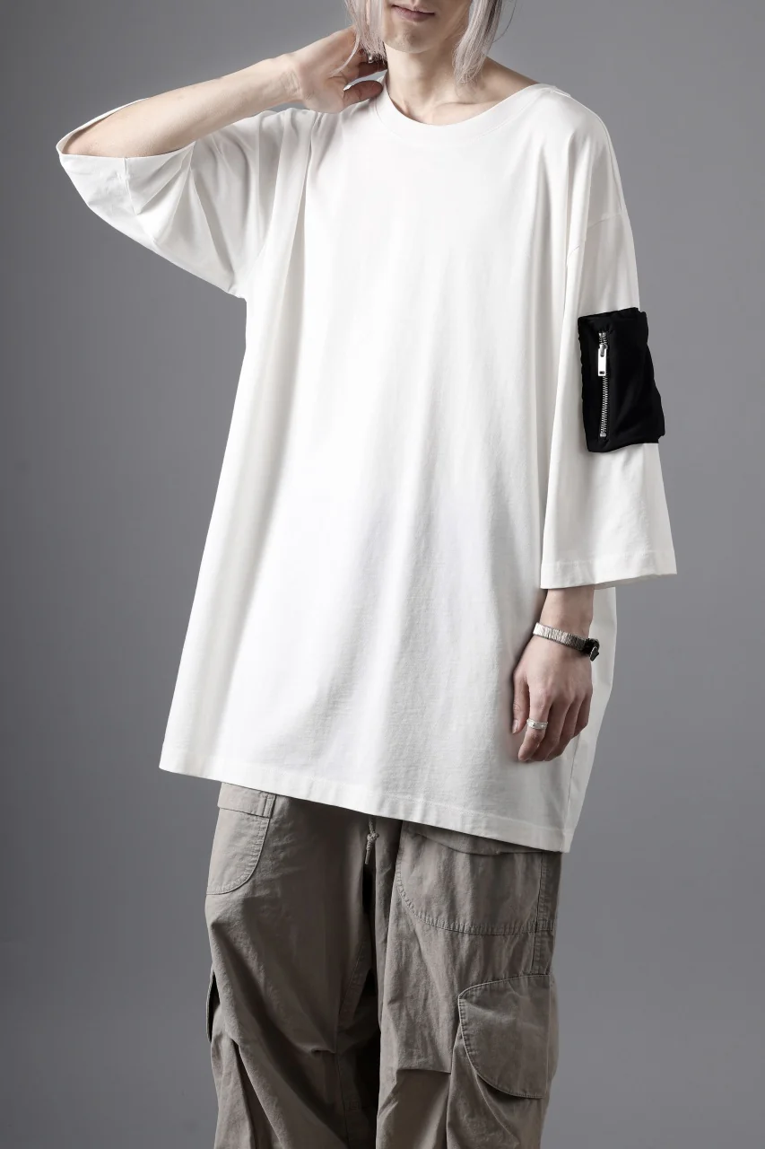 thom/krom ZIP POCKET SHORT SLEEVE TEE / COTTON JERSEY (CREAM) - Image 2