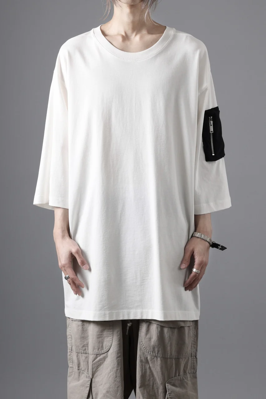 thom/krom ZIP POCKET SHORT SLEEVE TEE / COTTON JERSEY (CREAM) - Image 3