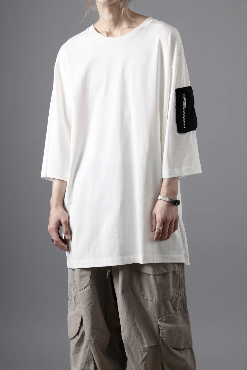 thom/krom ZIP POCKET SHORT SLEEVE TEE / COTTON JERSEY (CREAM) - Image 4