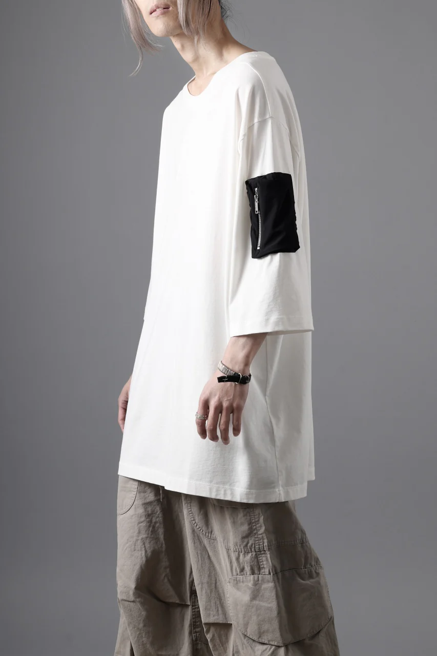 thom/krom ZIP POCKET SHORT SLEEVE TEE / COTTON JERSEY (CREAM) - Image 5