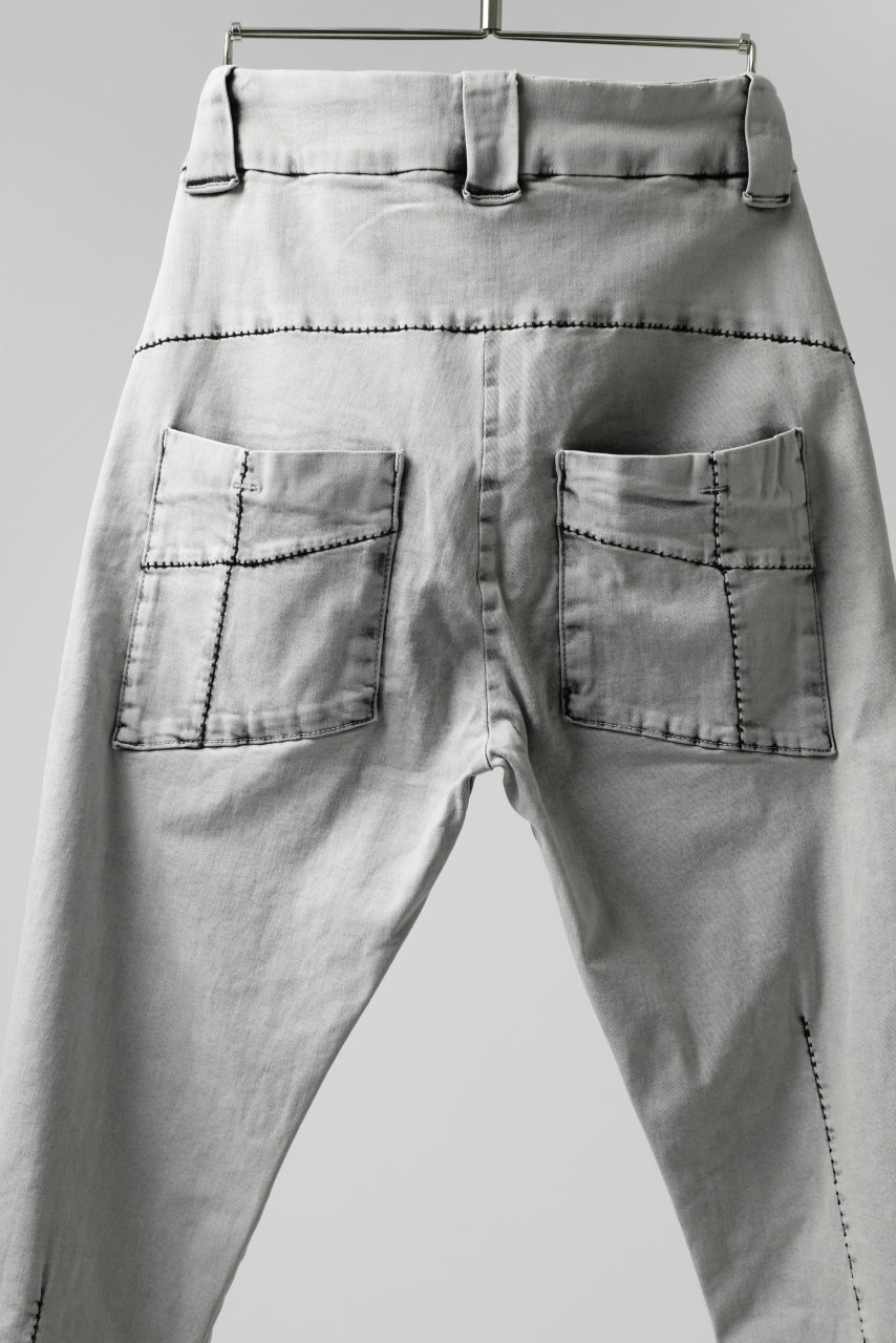 thomkrom ACID BLEACH SCAR STITCH SLIM TROUSERS / STRETCH TENCEL DENIM (LIGHT GREY) - Image 13