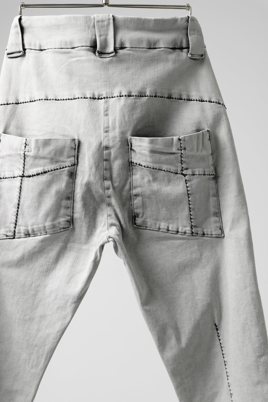 thomkrom ACID BLEACH SCAR STITCH SLIM TROUSERS / STRETCH TENCEL DENIM (LIGHT GREY) - Image 14