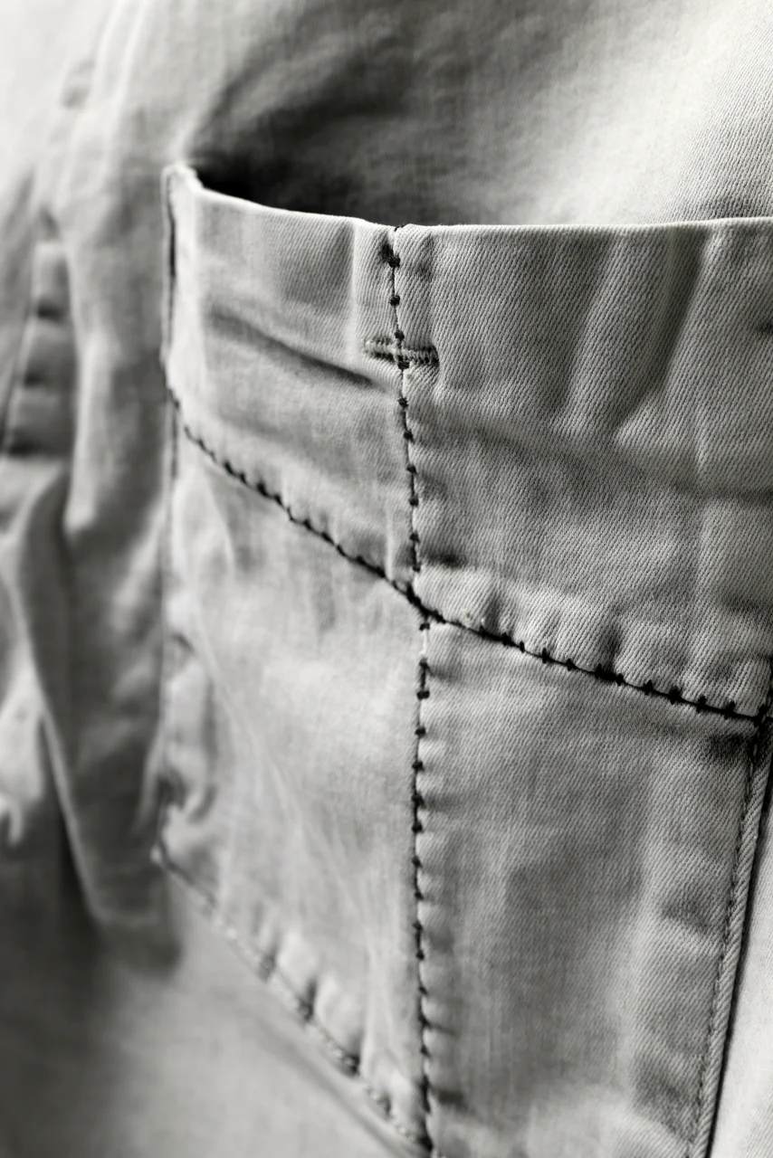 thomkrom ACID BLEACH SCAR STITCH SLIM TROUSERS / STRETCH TENCEL DENIM (LIGHT GREY) - Image 16