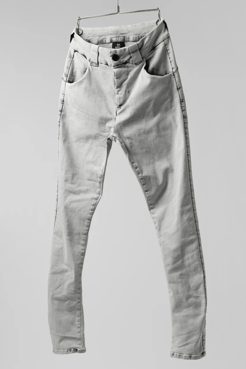 thomkrom ACID BLEACH SCAR STITCH SLIM TROUSERS / STRETCH TENCEL DENIM (LIGHT GREY) - Image 2