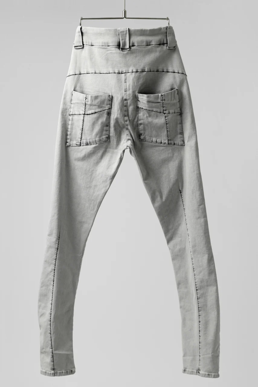thomkrom ACID BLEACH SCAR STITCH SLIM TROUSERS / STRETCH TENCEL DENIM (LIGHT GREY) - Image 3