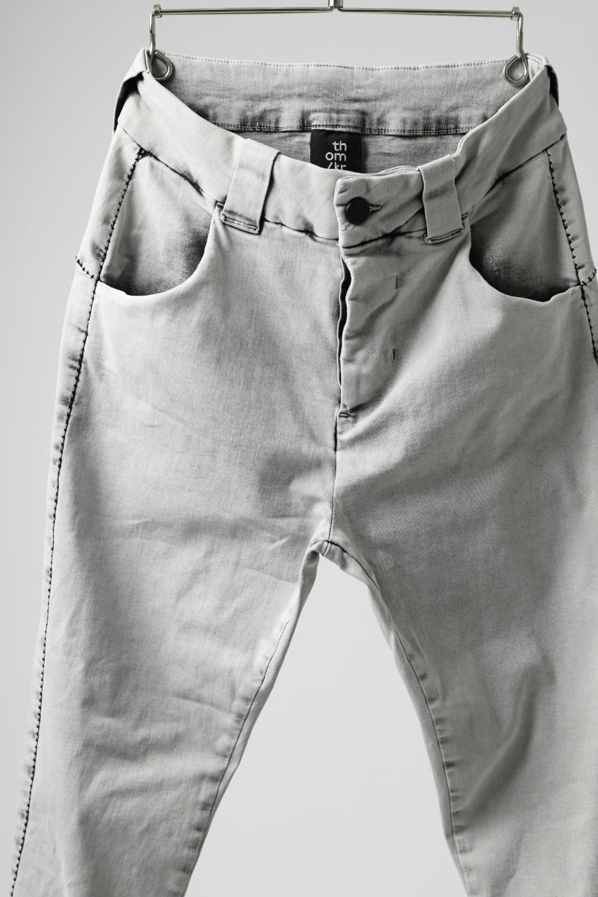 thomkrom ACID BLEACH SCAR STITCH SLIM TROUSERS / STRETCH TENCEL DENIM (LIGHT GREY) - Image 5
