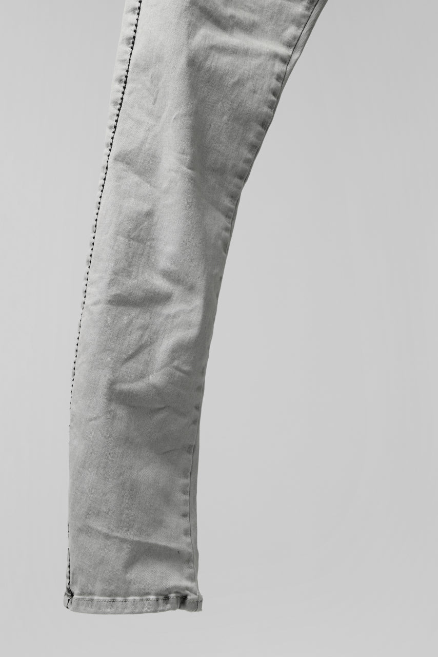 thomkrom ACID BLEACH SCAR STITCH SLIM TROUSERS / STRETCH TENCEL DENIM (LIGHT GREY) - Image 6
