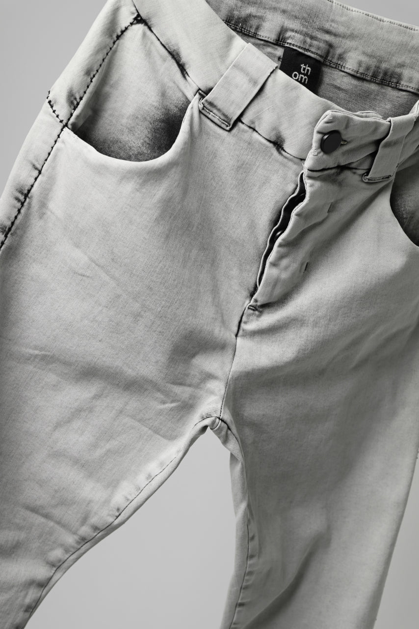 thomkrom ACID BLEACH SCAR STITCH SLIM TROUSERS / STRETCH TENCEL DENIM (LIGHT GREY) - Image 7