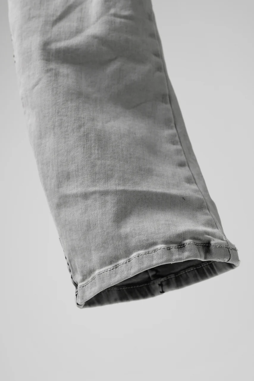 thomkrom ACID BLEACH SCAR STITCH SLIM TROUSERS / STRETCH TENCEL DENIM (LIGHT GREY) - Image 9