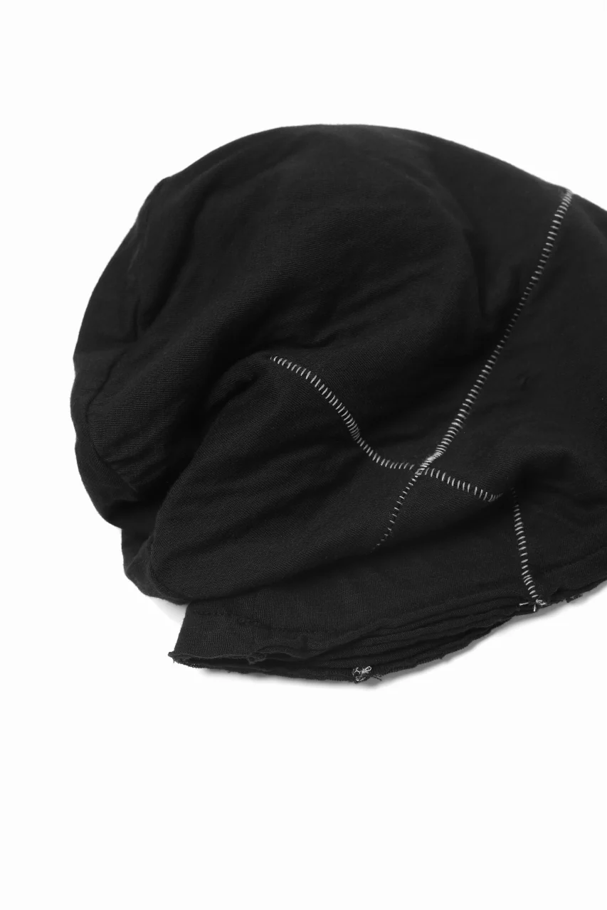 thomkrom BEANY CAP / OVERLOCK STITCHED JERSEY (BLACK) - Image 15
