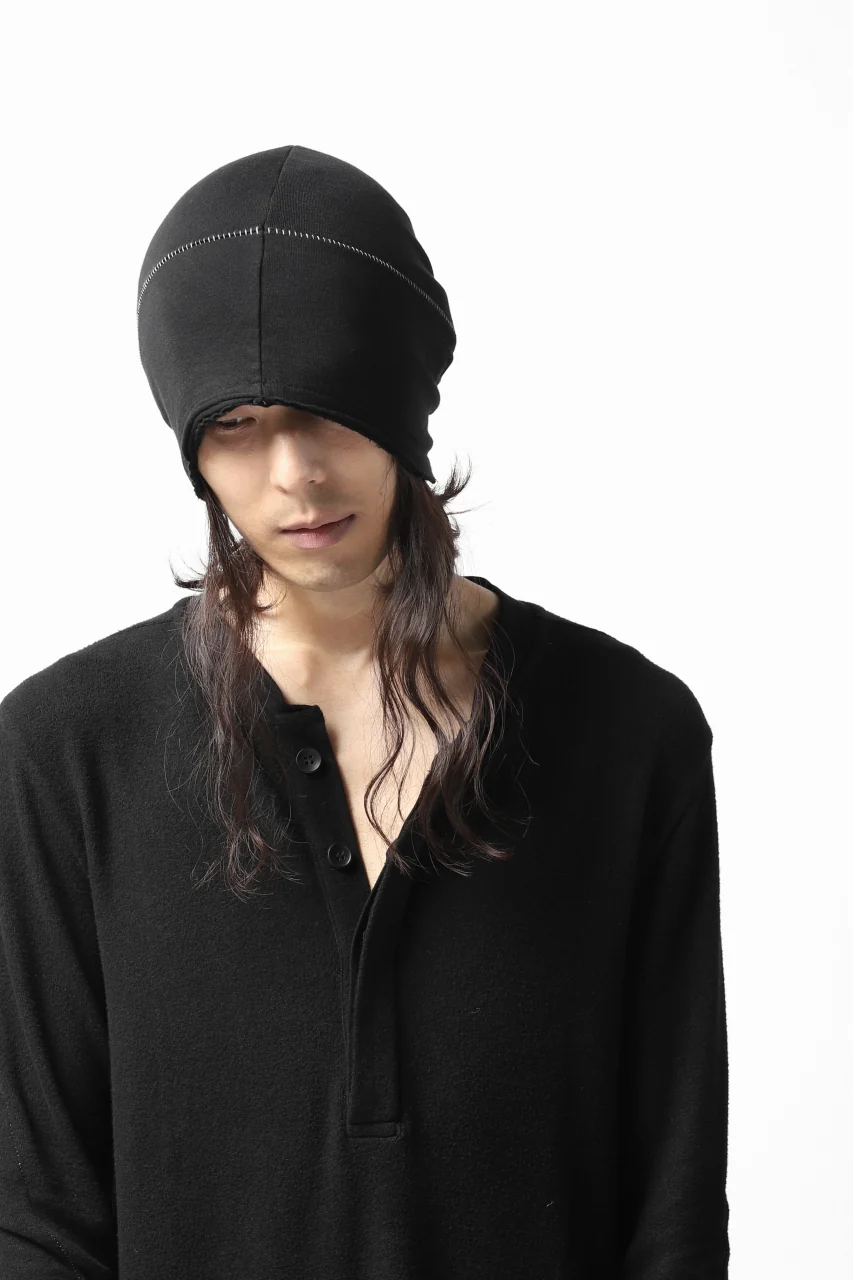 thomkrom BEANY CAP / OVERLOCK STITCHED JERSEY (BLACK) - Image 16