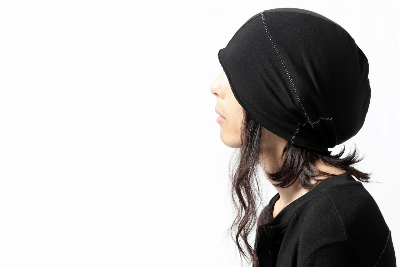 thomkrom BEANY CAP / OVERLOCK STITCHED JERSEY (BLACK) - Image 21