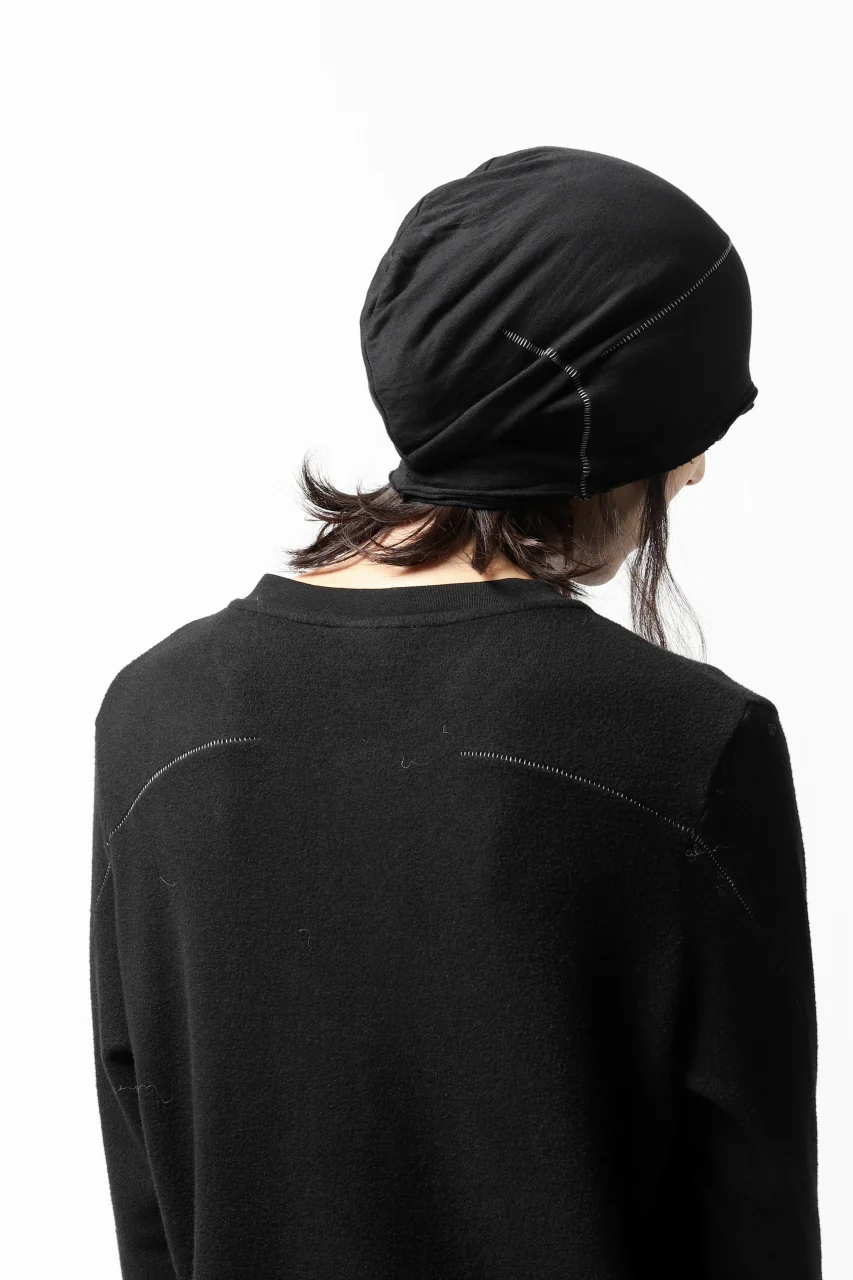 thomkrom BEANY CAP / OVERLOCK STITCHED JERSEY (BLACK) - Image 5