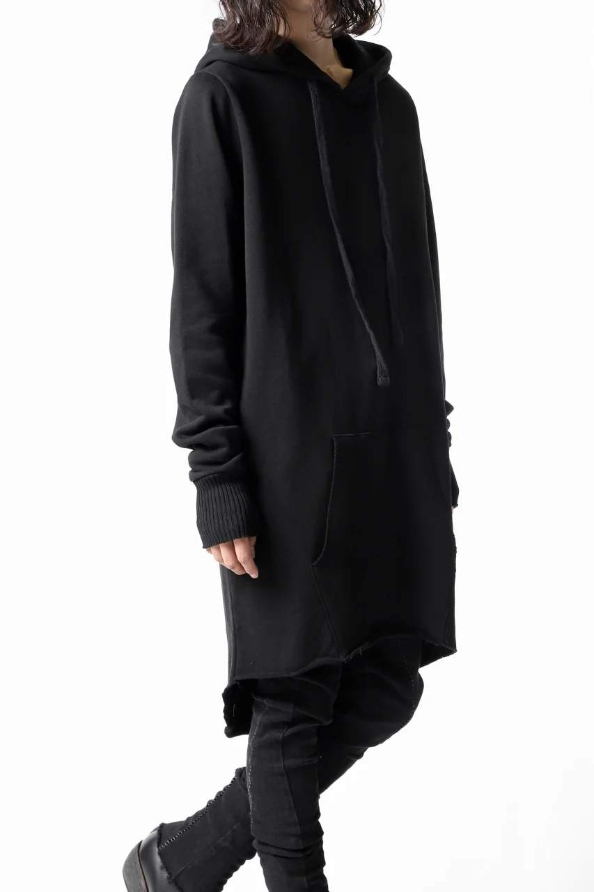 thomkrom BRUSHED BACK LONG HOODIE / FRENCH-TERRY (BLACK) - Image 3