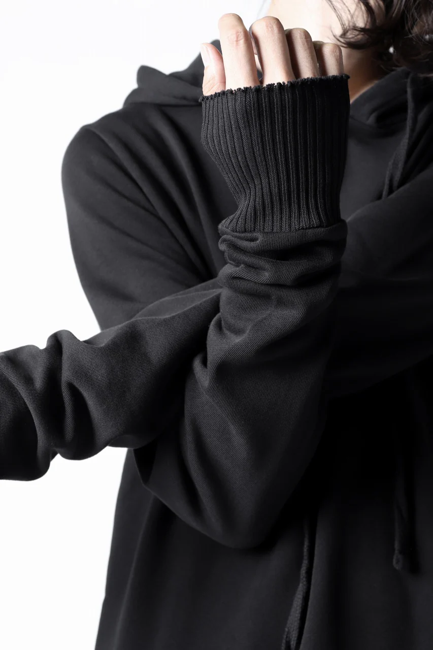 thomkrom BRUSHED BACK LONG HOODIE / FRENCH-TERRY (BLACK) - Image 6