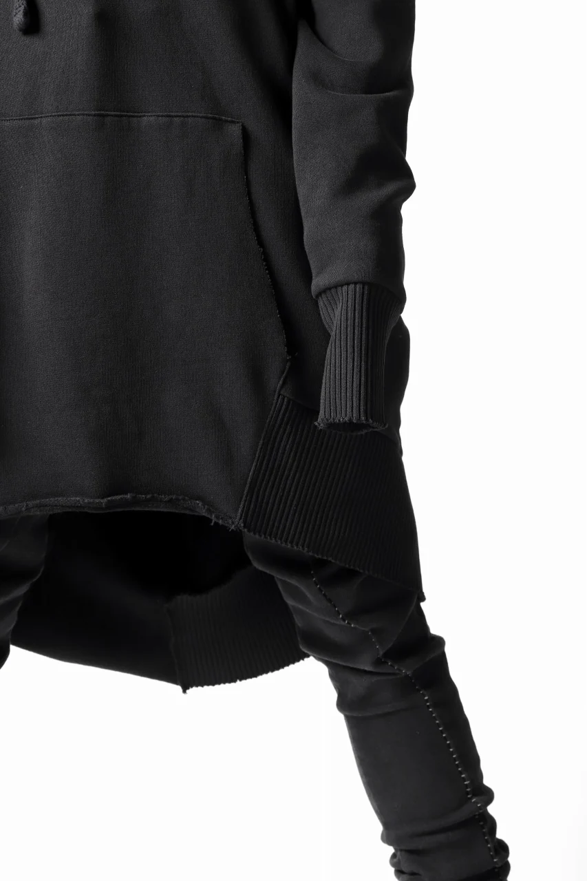 thomkrom BRUSHED BACK LONG HOODIE / FRENCH-TERRY (BLACK) - Image 7