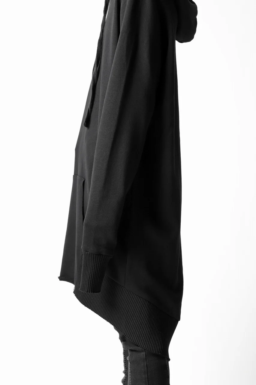 thomkrom BRUSHED BACK LONG HOODIE / FRENCH-TERRY (BLACK) - Image 9