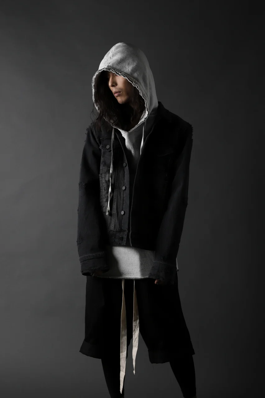 thomkrom DESTROY FADE JEAN JACKET / ELASTIC DENIM (DARK GREY) - Image 19