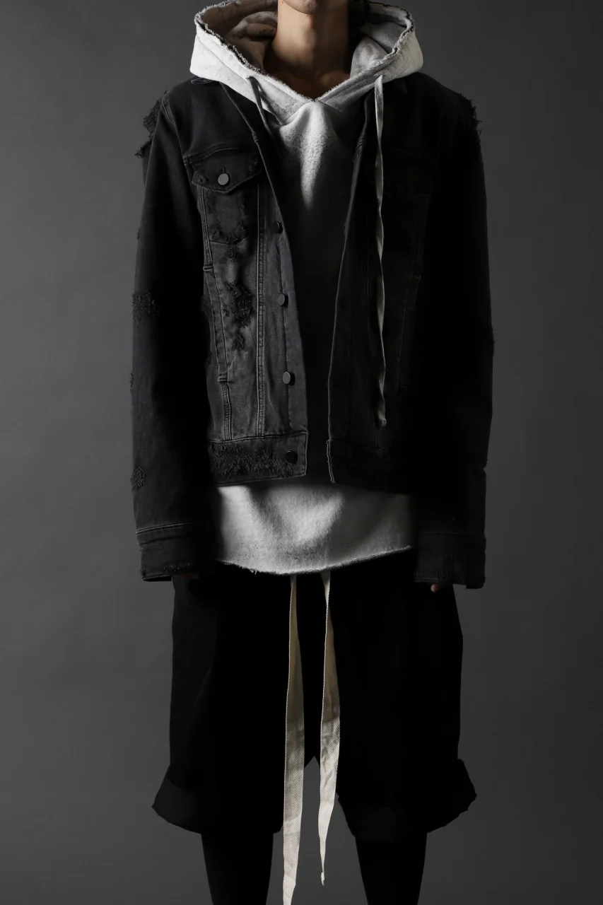 thomkrom DESTROY FADE JEAN JACKET / ELASTIC DENIM (DARK GREY) - Image 22