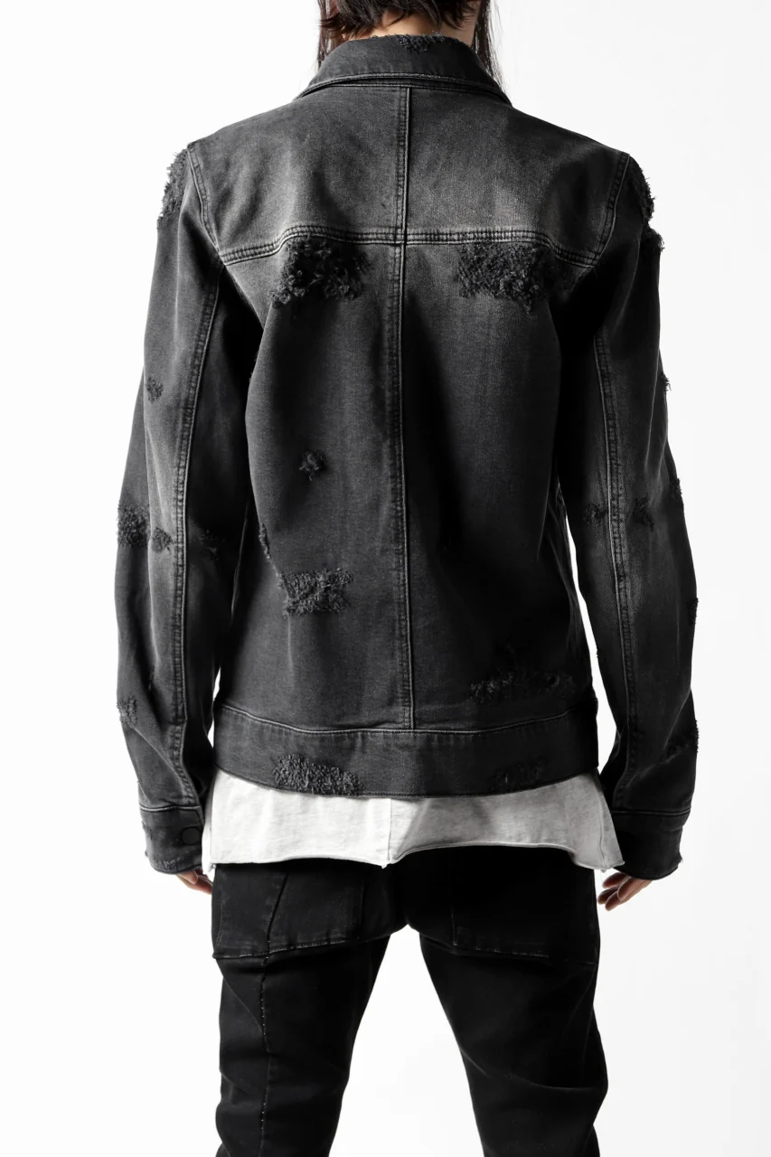 thomkrom DESTROY FADE JEAN JACKET / ELASTIC DENIM (DARK GREY) - Image 9